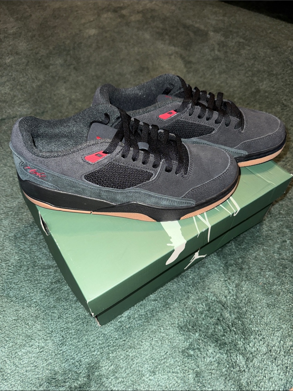 Men's Black Suede Low-Top Sneakers with Gum Sole